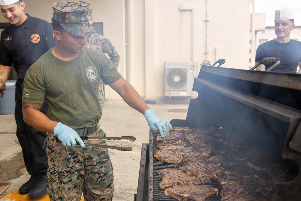 Camp Kinser serves meals during the 248th Marine Corps’ birthday