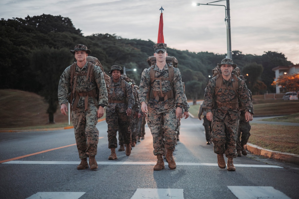 Marines with the Provost Marshal’s Office, Headquarters and Support Battalion, celebrate 248th Marine Corps birthday with hike