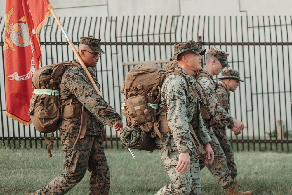 Marines with the Provost Marshal’s Office, Headquarters and Support Battalion, celebrate 248th Marine Corps birthday with hike