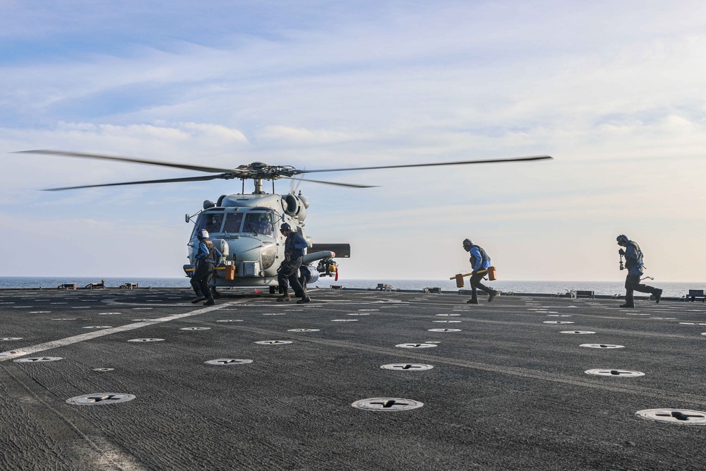 USS Carter Hall (LSD 50) Conducts Flight Operations in the Red Sea, Oct. 27, 2023