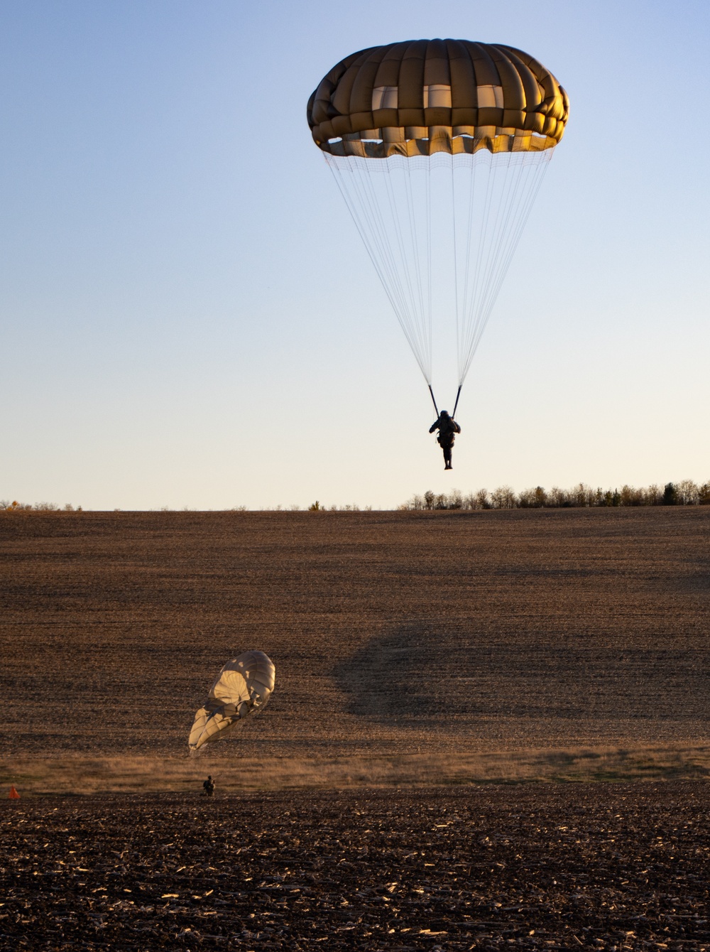 Paratroopers with Special Operations Command Europe jump with partners from Moldova