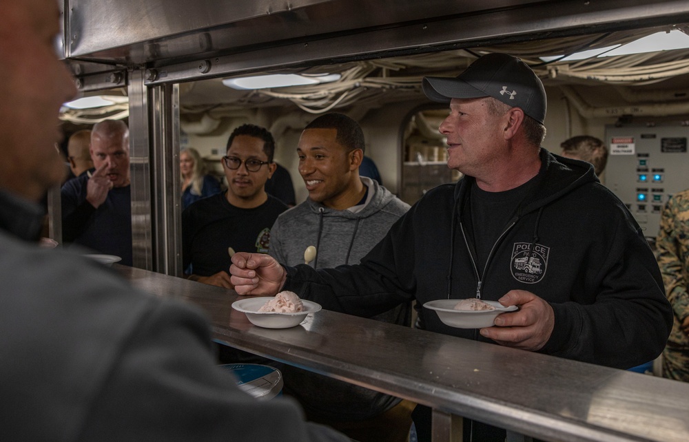 U.S. Service Members and  Various 9/11 First Responders Enjoy an Ice Cream Social