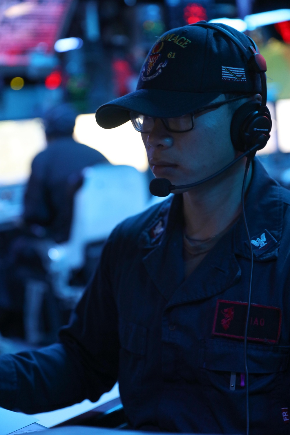 USS Ramage Sailor Stands Watch