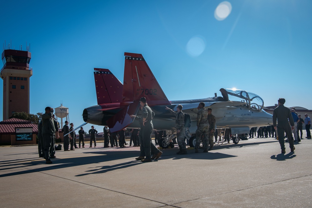 T-7A Red Hawk visits Vance enroute to Edwards AFB for testing