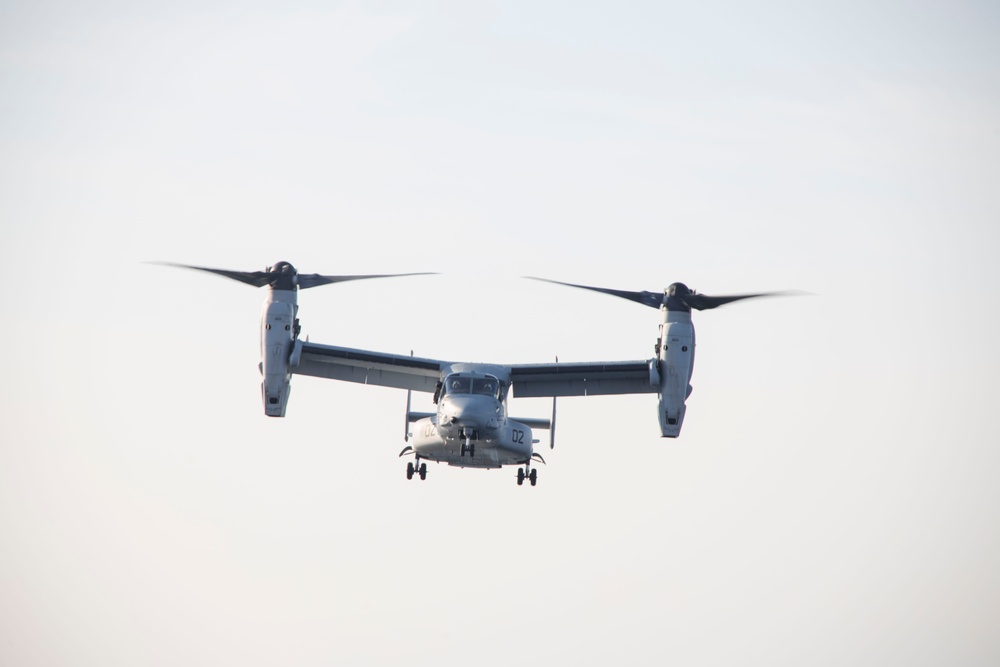 Marine Medium Tltrotor Squadron 774 landing on the USS New York