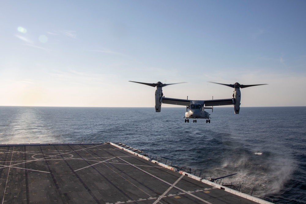 Marine Medium Tltrotor Squadron 774 landing on the USS New York