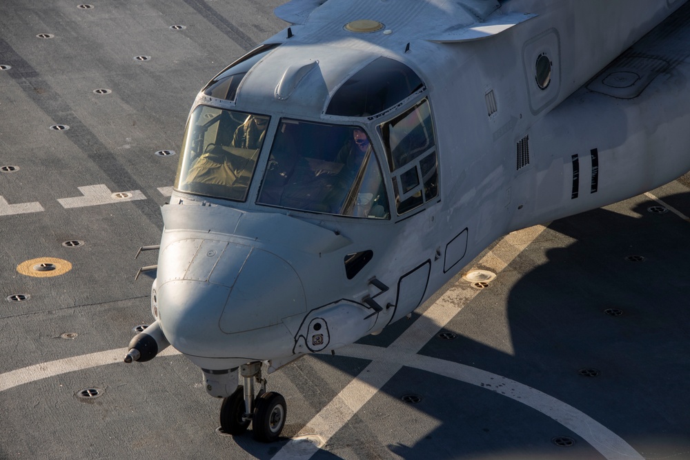 Marine Medium Tltrotor Squadron 774 landing on the USS New York