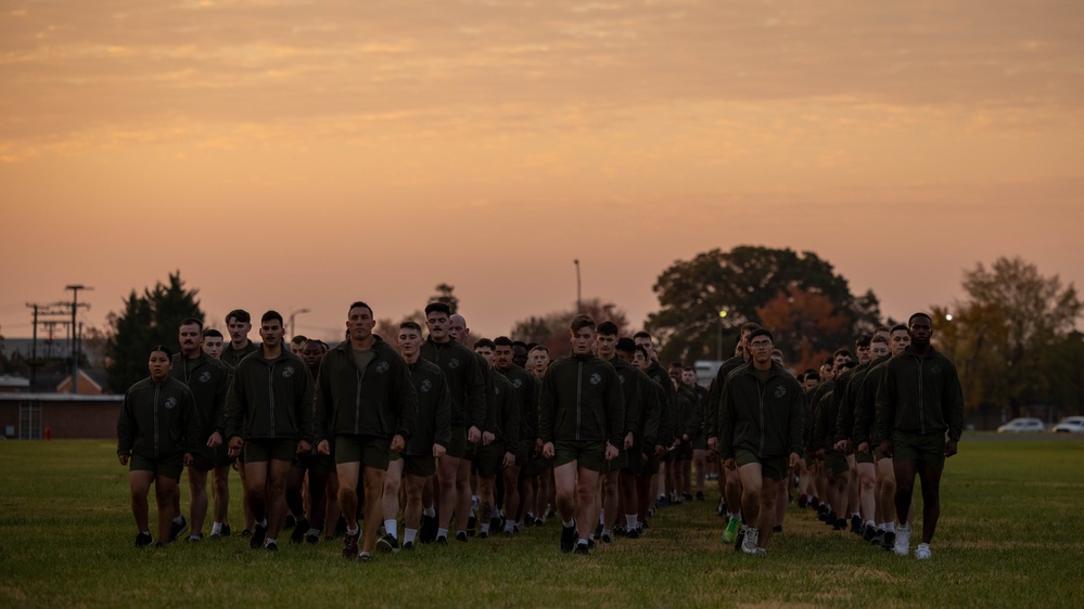 U.S. Marines Stationed on Marine Corps Base Quantico celebrate the Marine Corps Birthday with a motivational run