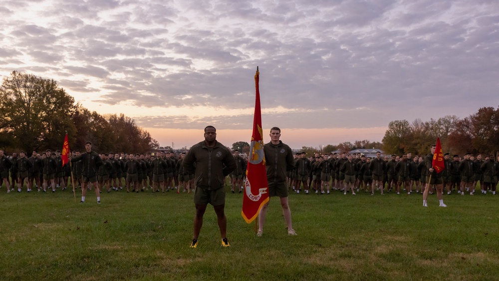 U.S. Marines Stationed on Marine Corps Base Quantico celebrate the Marine Corps Birthday with a motivational run