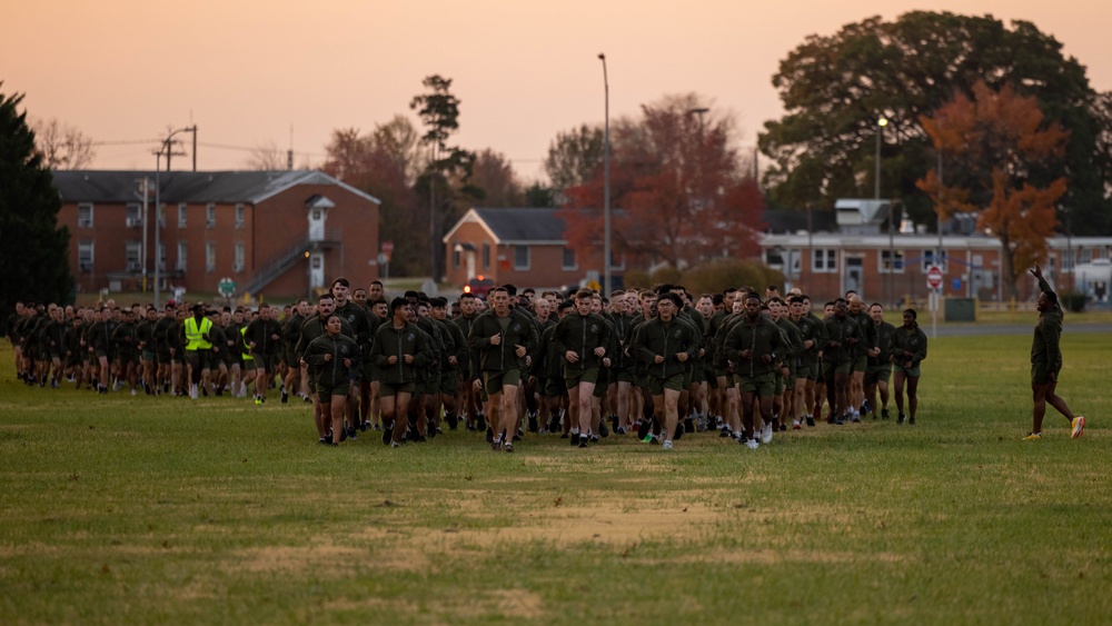 U.S. Marines Stationed on Marine Corps Base Quantico celebrate the Marine Corps Birthday with a motivational run