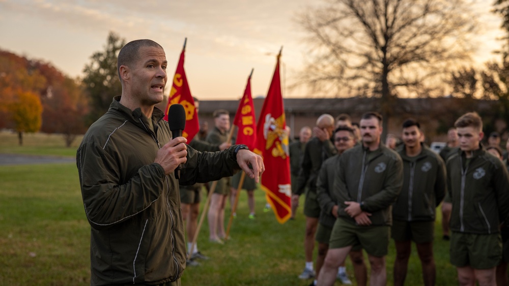 U.S. Marines Stationed on Marine Corps Base Quantico celebrate the Marine Corps Birthday with a motivational run