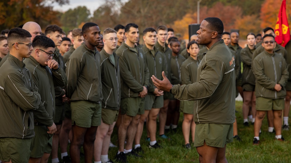 U.S. Marines Stationed on Marine Corps Base Quantico celebrate the Marine Corps Birthday with a motivational run