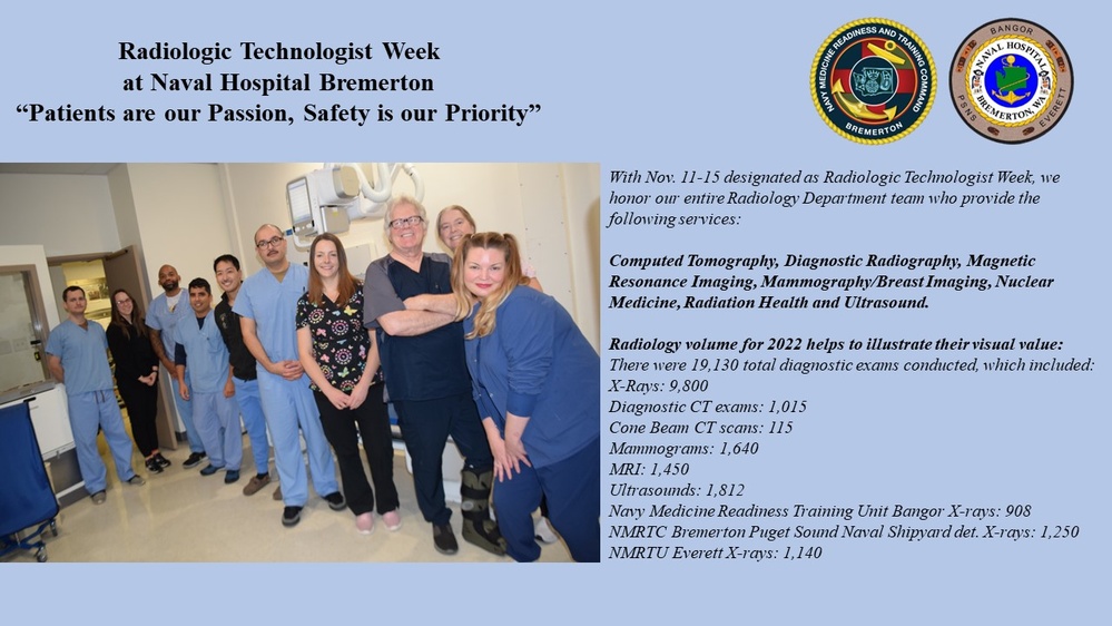 Radiologic Technologist Week  at Naval Hospital Bremerton “Patients are our Passion, Safety is our Priority”