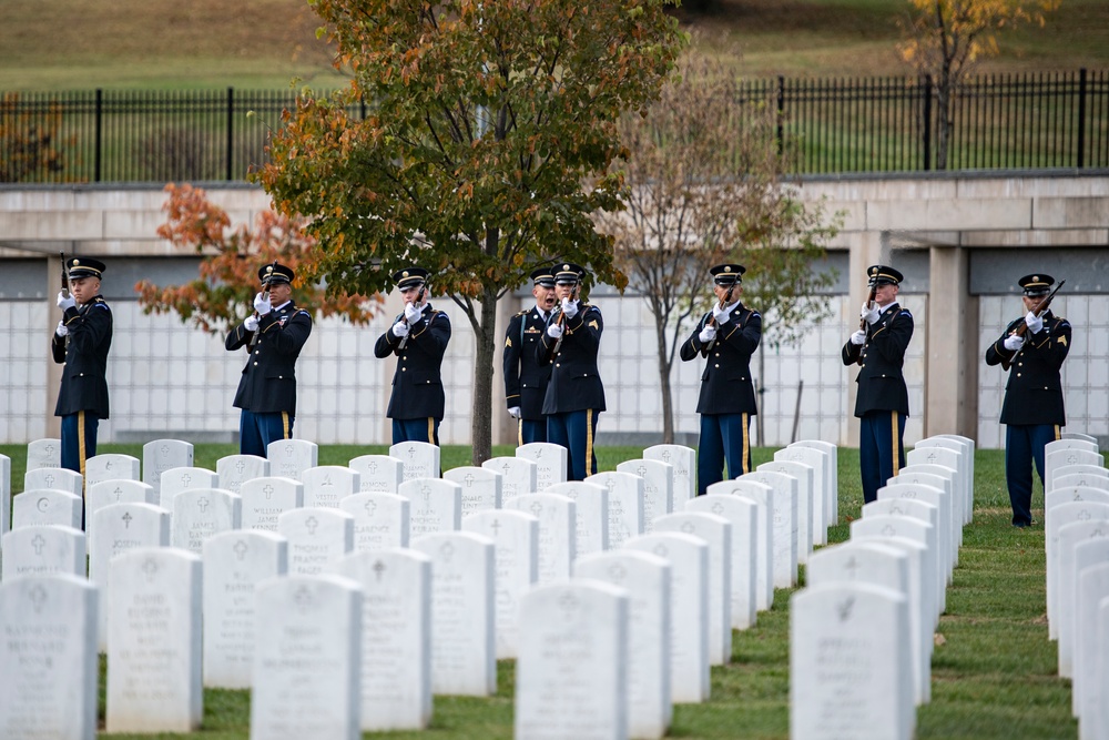 Military Funeral Honors and Funeral Escort are Conducted for U.S. Army Air Forces 2nd Lt. Porter Pile and Tech. Sgt. James Triplett in Section 81