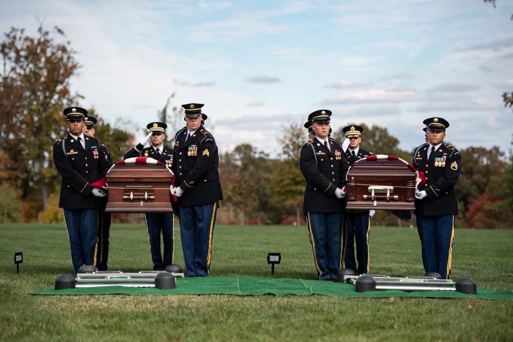 Military Funeral Honors and Funeral Escort are Conducted for U.S. Army Air Forces 2nd Lt. Porter Pile and Tech. Sgt. James Triplett in Section 81