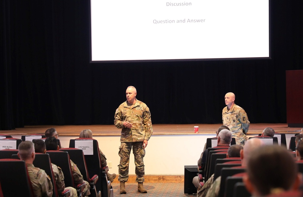 Maj. Gen. John Kline, Commander U.S. Army Center for Initial Military Training, briefs CIMT initiatives to National Guard leaders