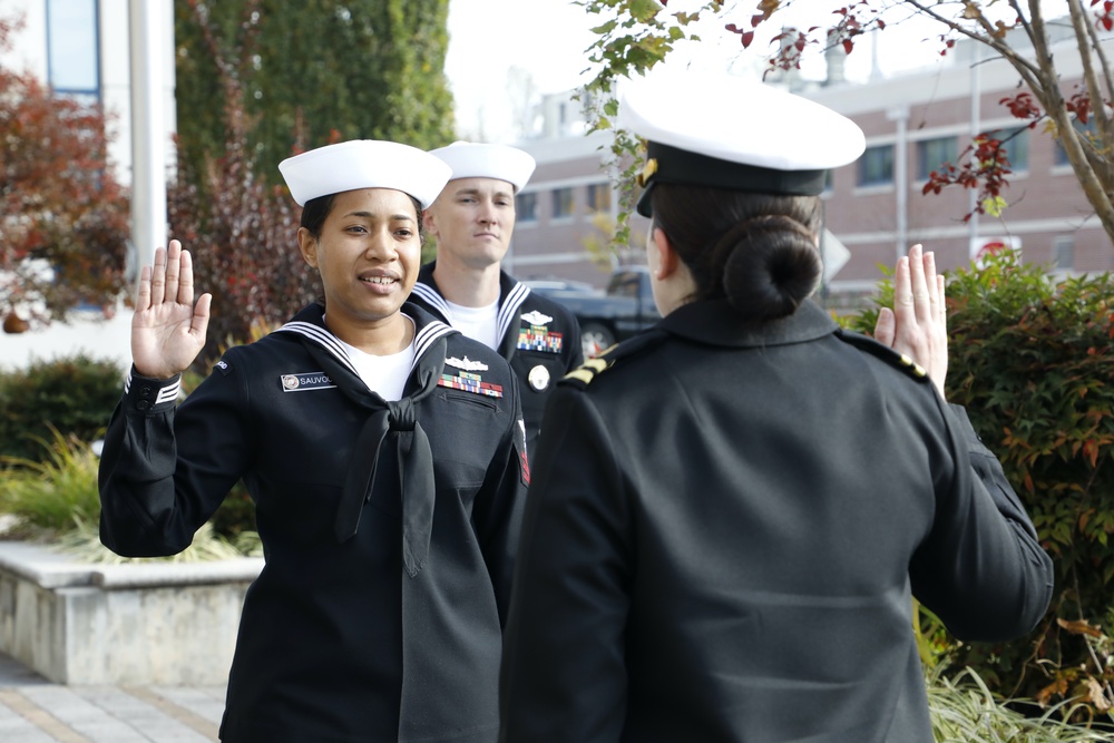 NMRC Hospital Corpsman First Class Adirachel Sauvou Reenlists