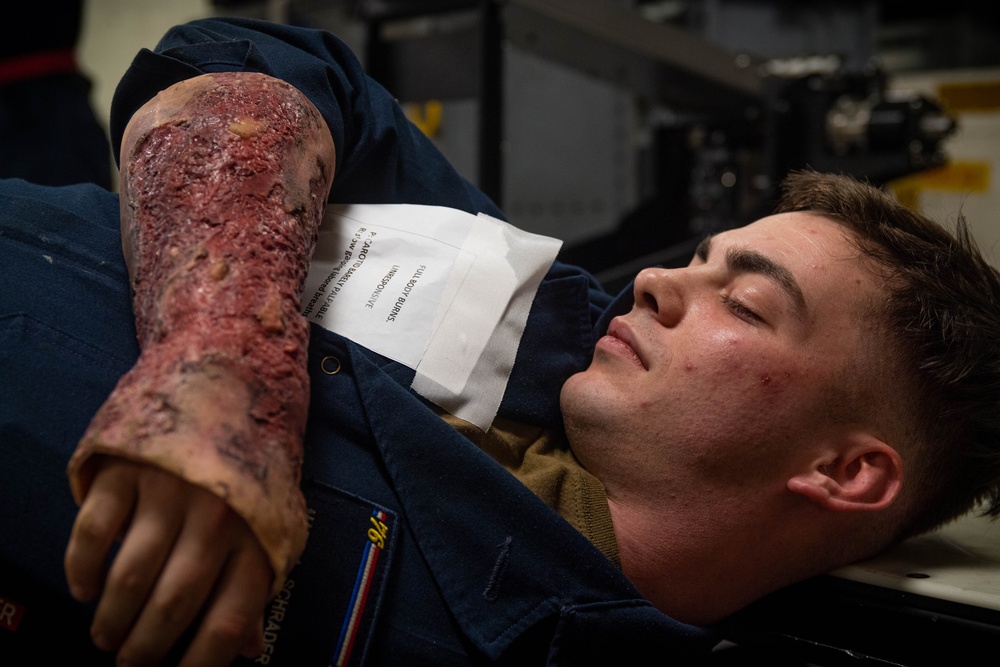 USS Ronald Reagan (CVN 76) Sailors conduct mass casualty drill