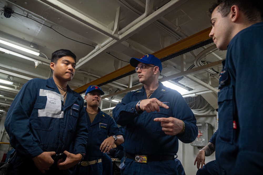 USS Ronald Reagan (CVN 76) Sailors conduct mass casualty drill