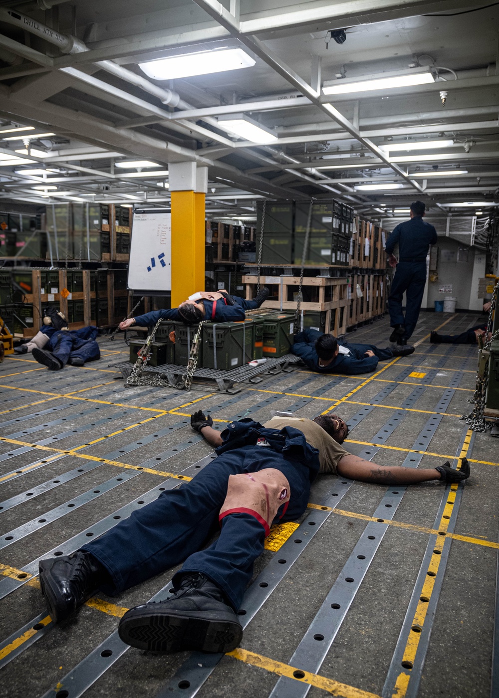 USS Ronald Reagan (CVN 76) Sailors conduct mass casualty drill