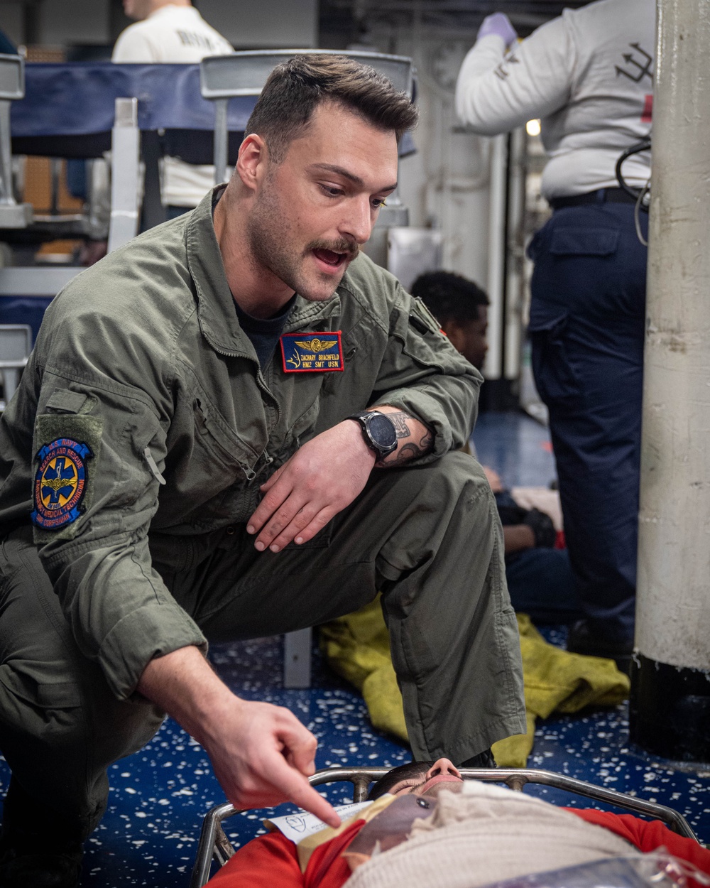 USS Ronald Reagan (CVN 76) Sailors conduct mass casualty drill