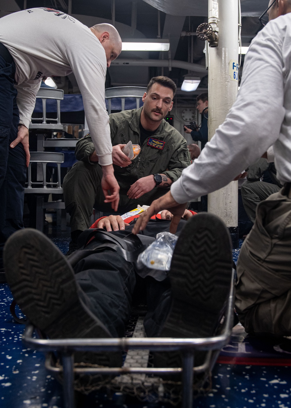 USS Ronald Reagan (CVN 76) Sailors conduct mass casualty drill