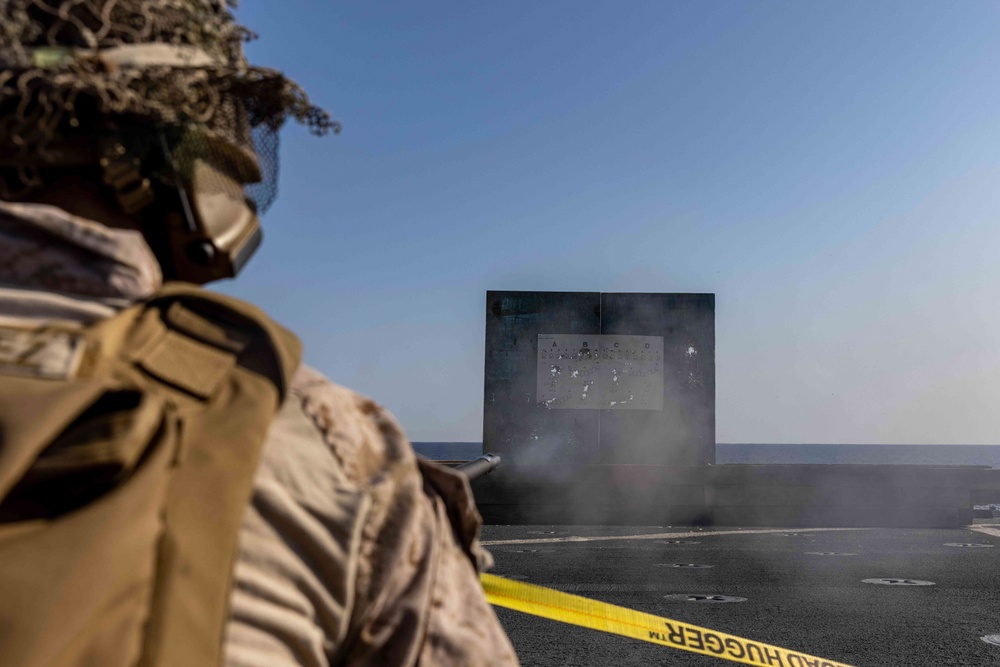 26th MEU(SOC) Marines Conduct Live-Fire Exercise aboard USS Carter Hall