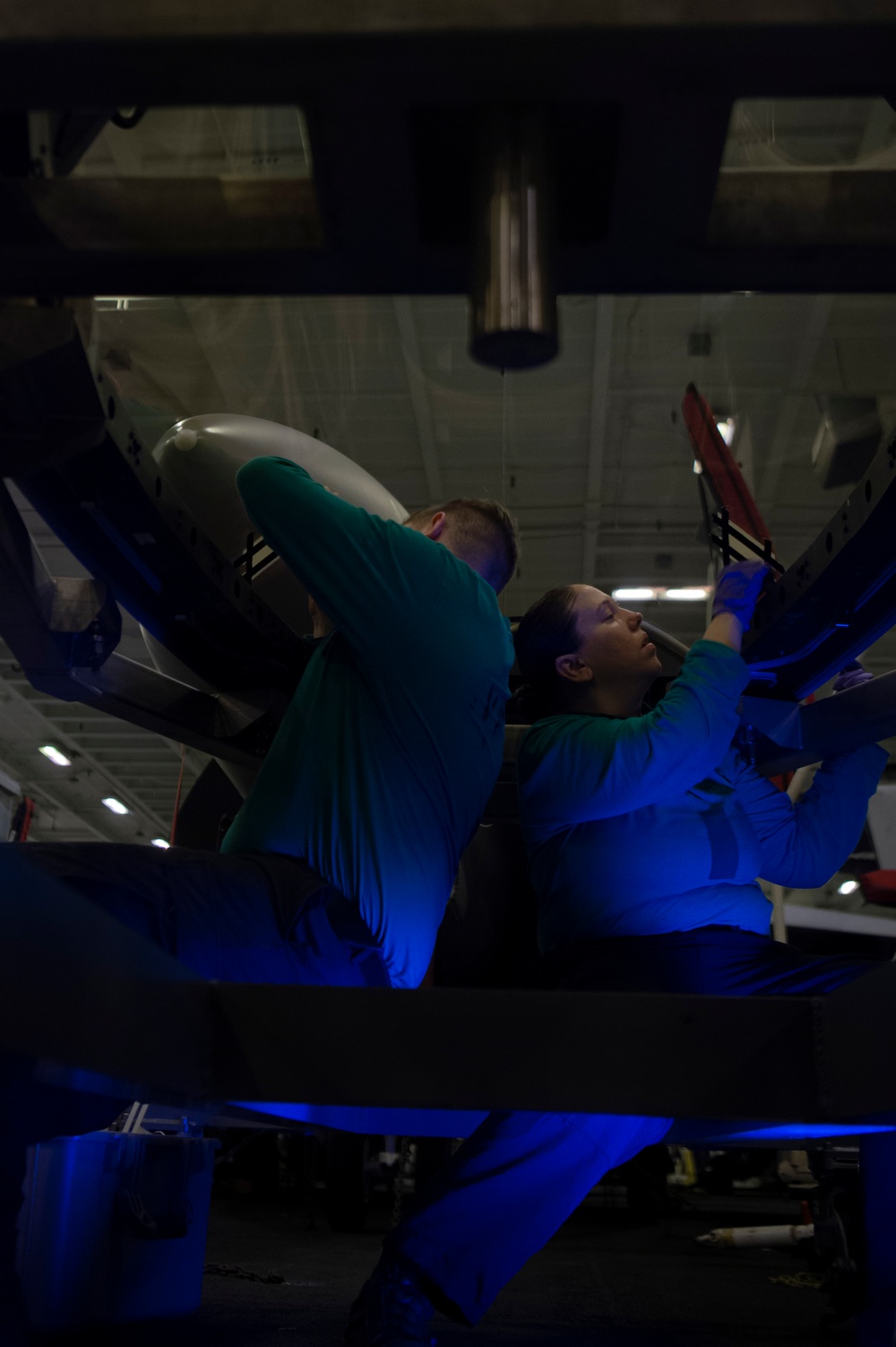 Sailors Conduct Aircraft Maintenance Aboard USS Carl Vinson (CVN 70)