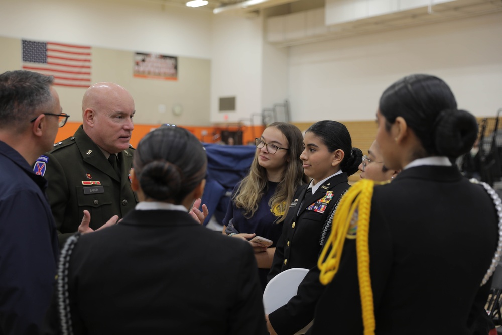 MG Baker talks to local Navy JROTC cadets