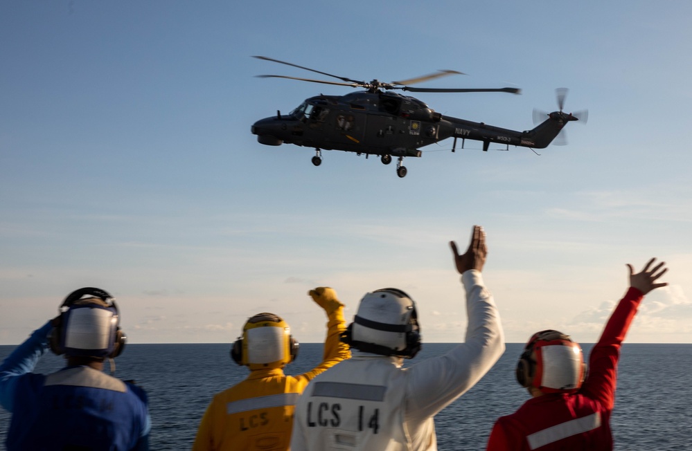 USS Manchester Conducts Flight Operations with Royal Malaysian Navy