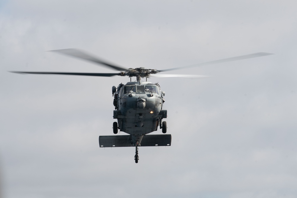 Marines, Sailors Conduct Flight Operations Aboard Harpers Ferry