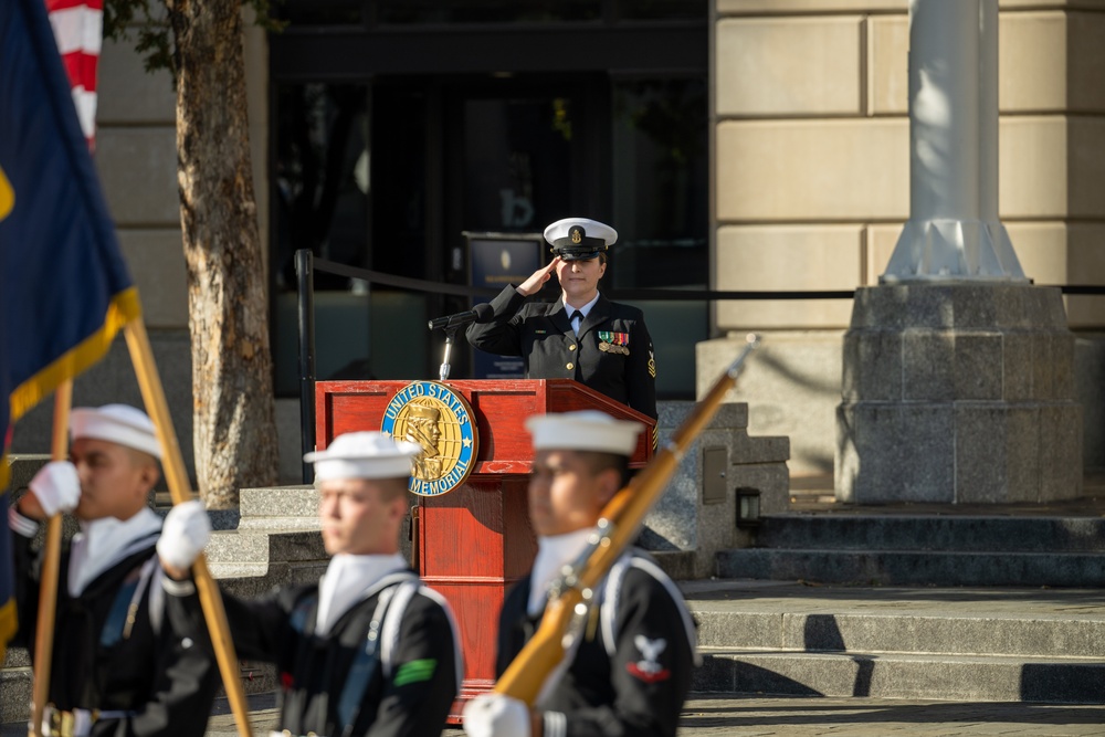 The U.S. Navy Band performs during a ceremony at the United States Navy Memorial in celebration of Veterans Day.