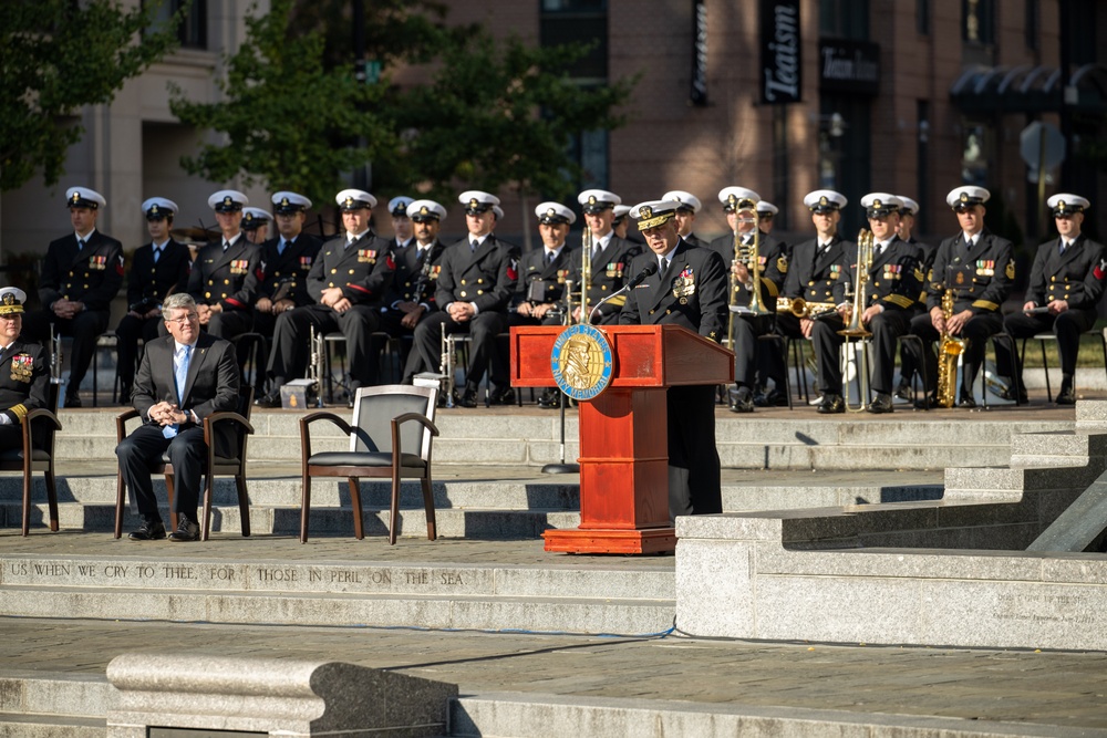 The U.S. Navy Band performs during a ceremony at the United States Navy Memorial in celebration of Veterans Day.