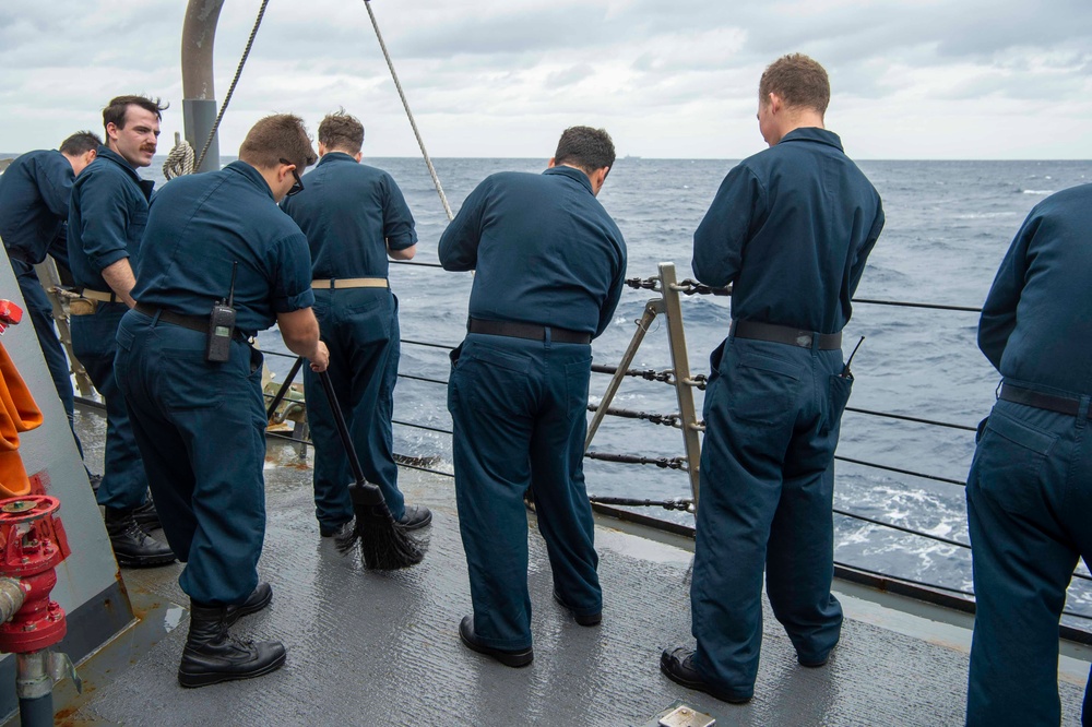 USS Kidd (DDG 100) Sailor Performs Freshwater Wash Down