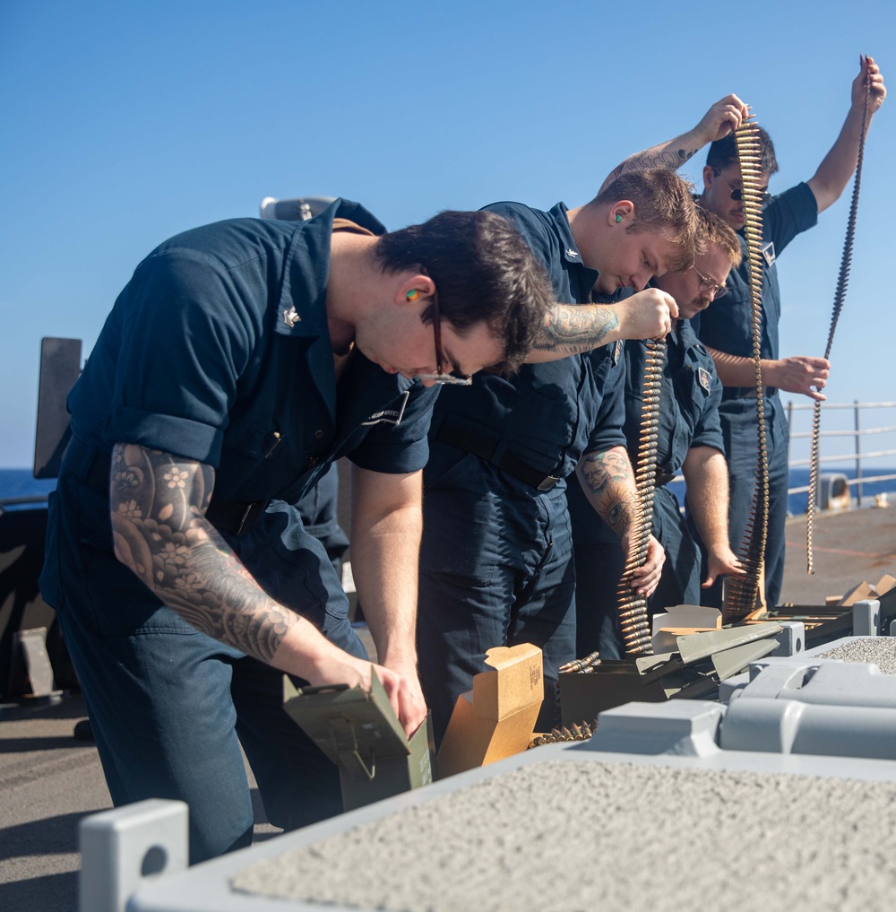 Sailors Prepare Ammunition aboard USS Antietam (CG 54)