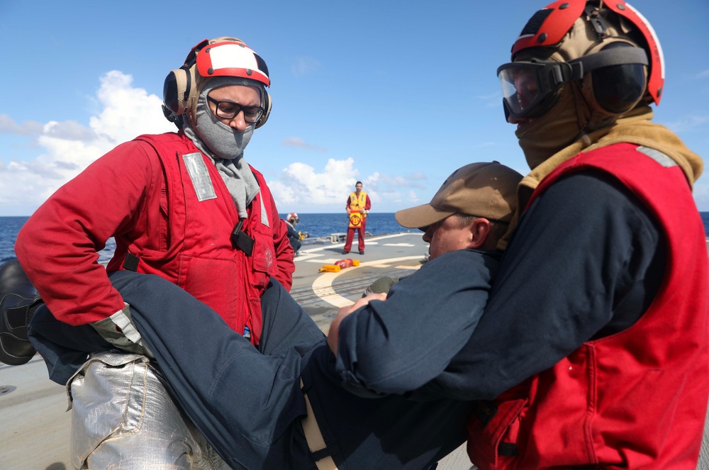 USS Dewey (DDG 105) Conducts Aircraft Firefighting Drill While Operating in the South China Sea