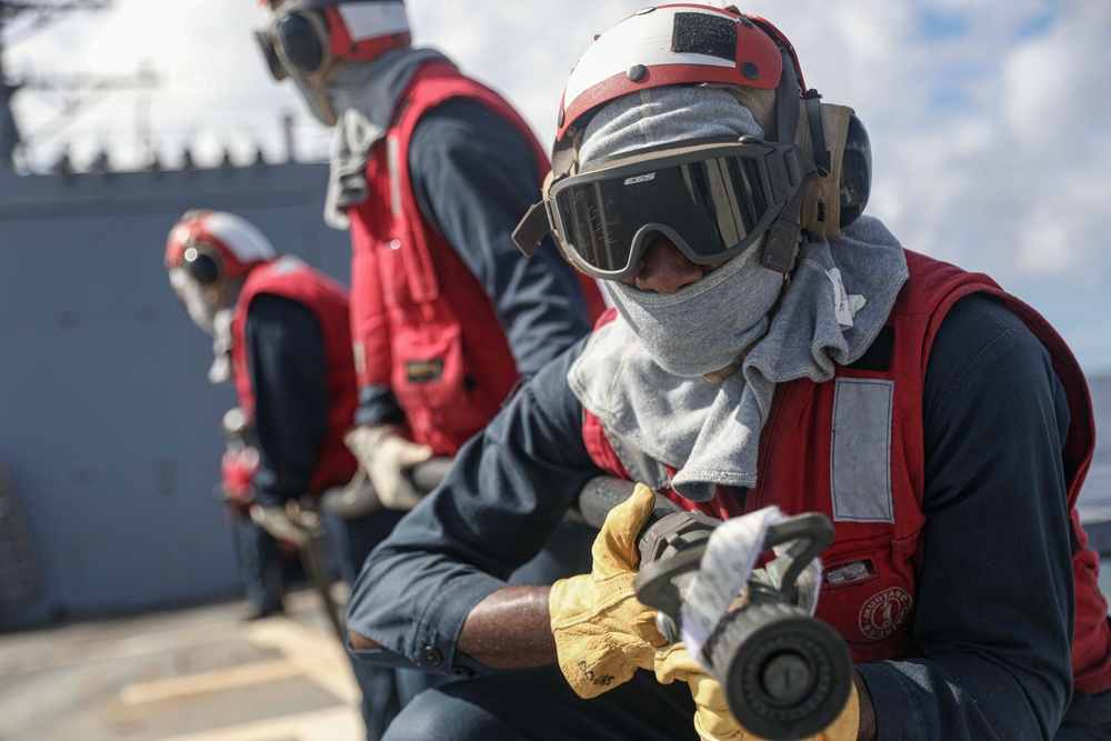 USS Dewey (DDG 105) Conducts Aircraft Firefighting Drill While Operating in the South China Sea