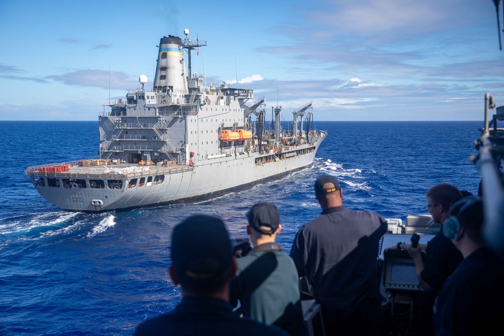 USS Antietam (CG 54) Approaches USNS Big Horn (T-AO 198) Before a Replenishment At Sea