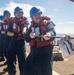 Sailors Handle Phone and Distance Line Aboard USS Antietam (CG 54)