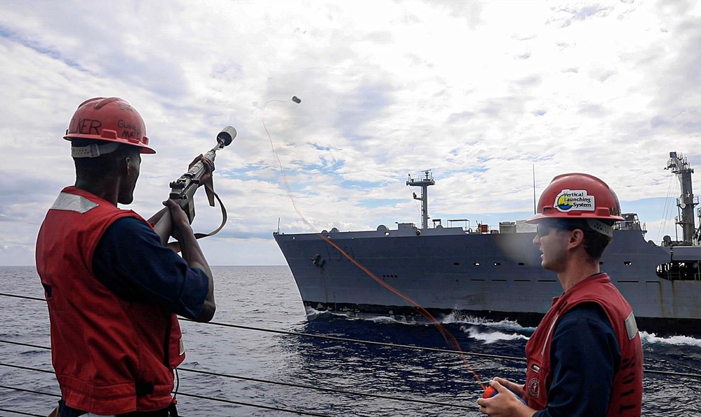 USS Dewey (DDG 105) Conducts Underway Replenishment with USNS Tippecanoe (T-AO 199) While Operating in the South China Sea