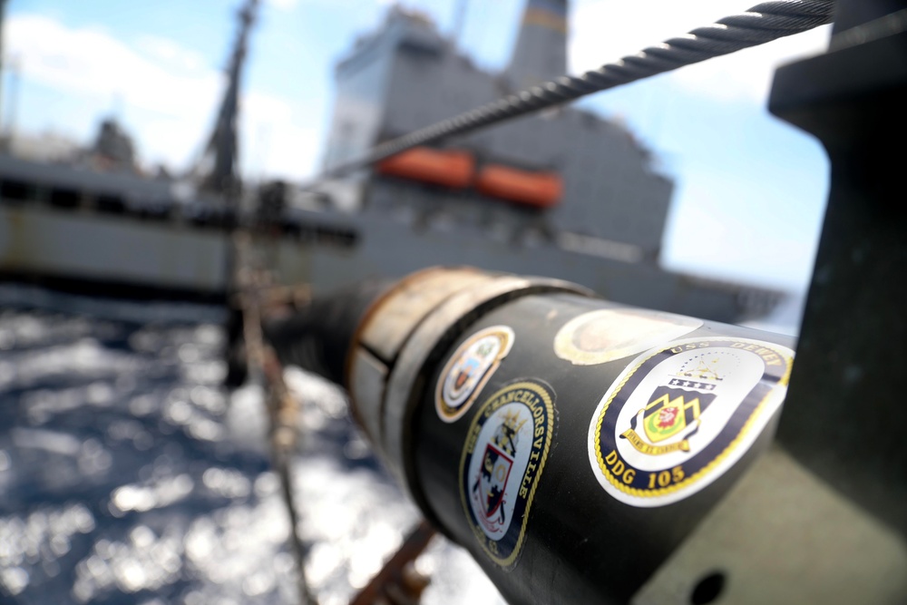 USS Dewey (DDG 105) Conducts Underway Replenishment with USNS Tippecanoe (T-AO 199) While Operating in the South China Sea