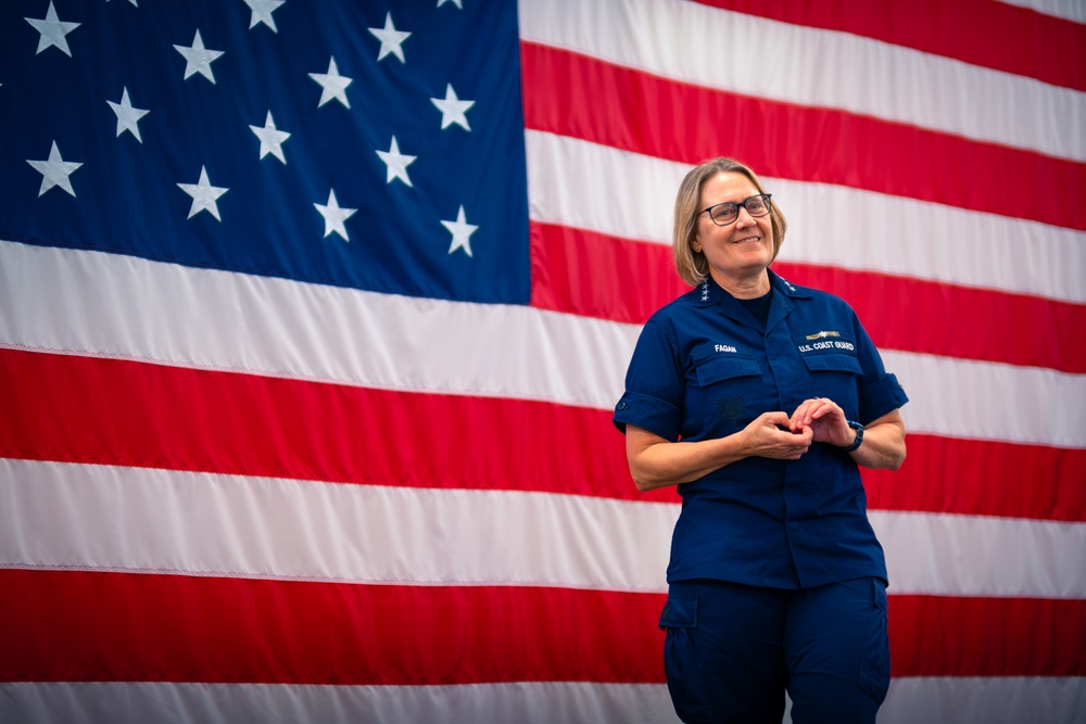 Coast Guard Commandant speaks at all hands in Texas