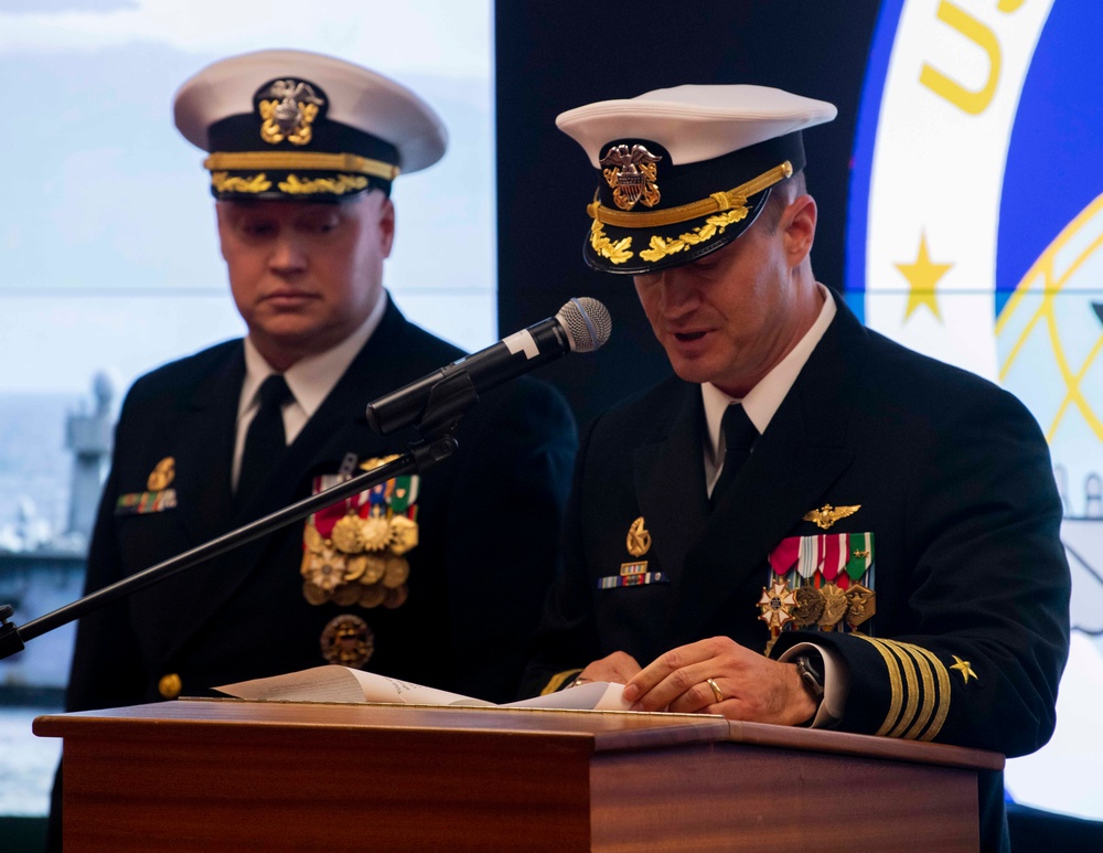 USS BLUE RIDGE (LCC19) HOLDS CHANGE OF COMMAND