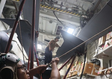 Helicopter Maritime Strike Squadron (HSM) 37 Conducts Helicopter Maintenance Aboard USS Dewey (DDG 105)