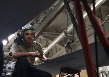Helicopter Maritime Strike Squadron (HSM) 37 Conducts Helicopter Maintenance Aboard USS Dewey (DDG 105)