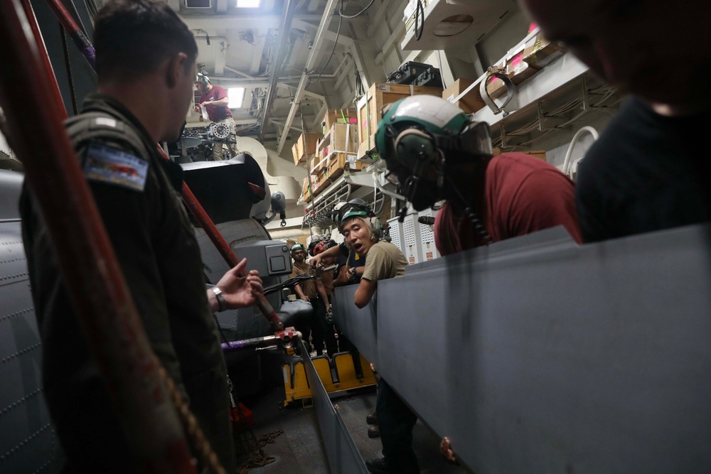 Helicopter Maritime Strike Squadron (HSM) 37 Conducts Helicopter Maintenance Aboard USS Dewey (DDG 105)