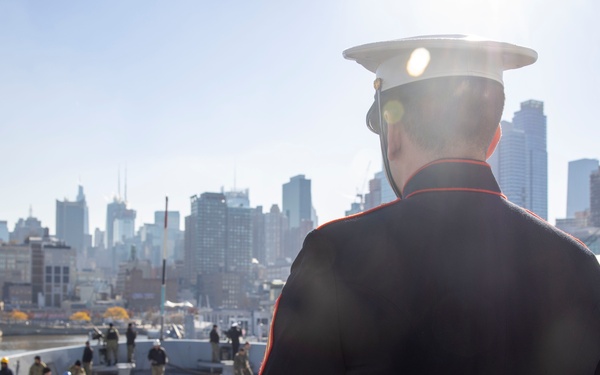 USS New York leaves New York City