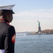 USS New York leaves New York City