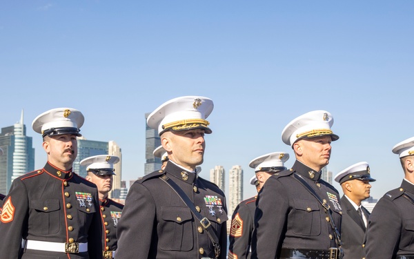 USS New York leaves New York City