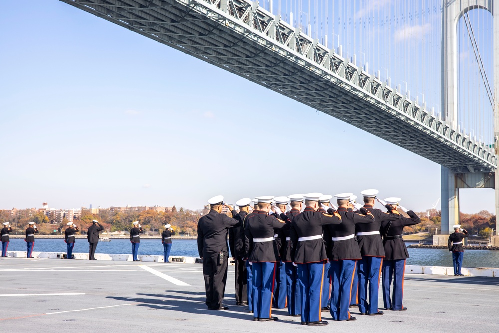 USS New York leaves New York City